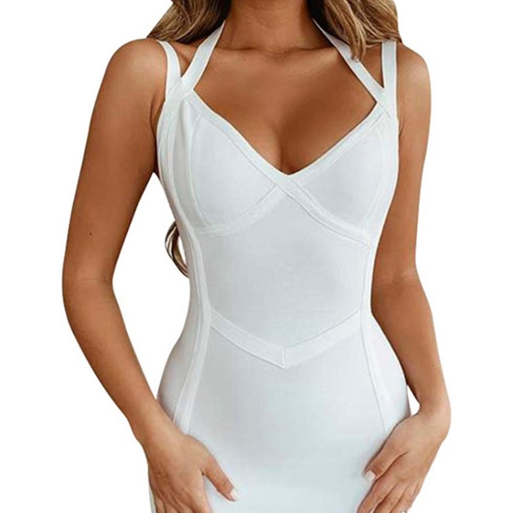 White halter bandage dress